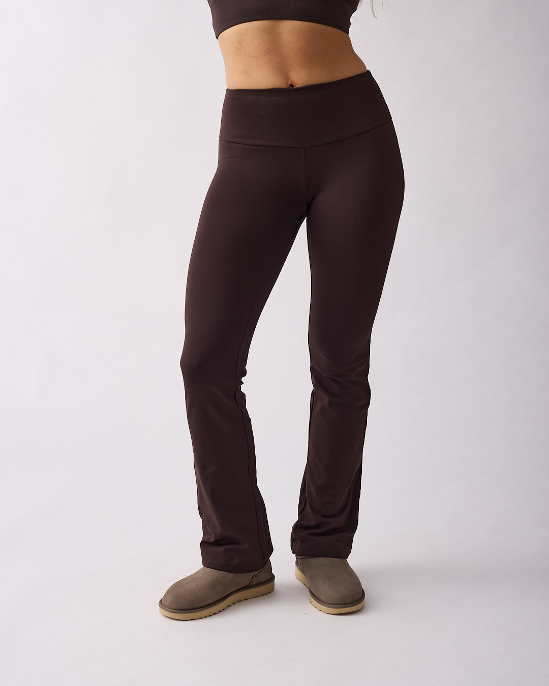 Warm flared tights Short Coffee