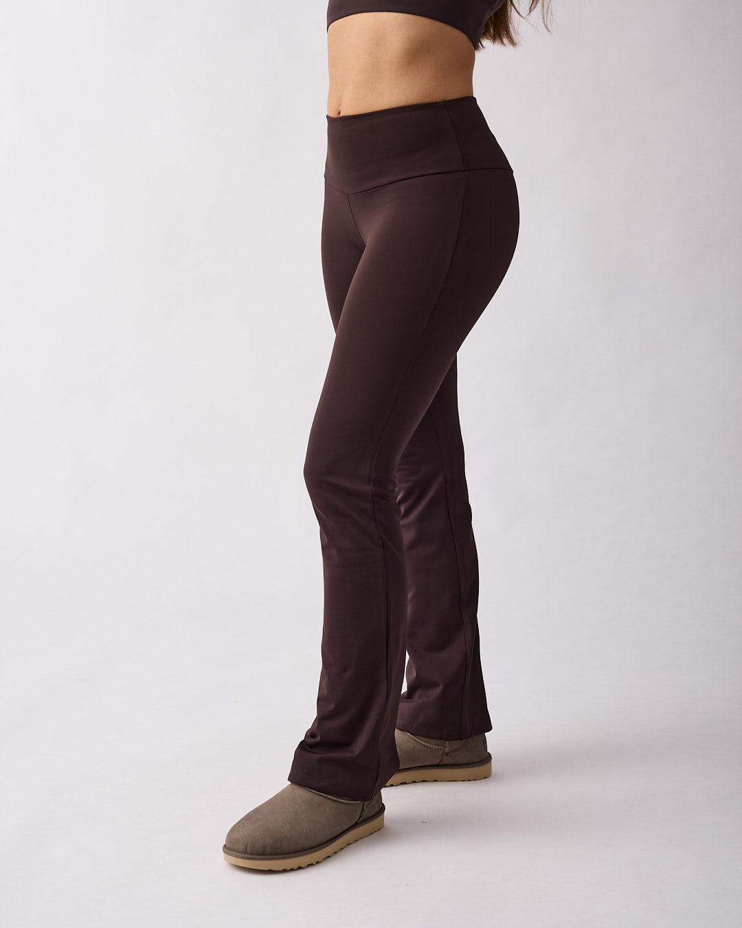 Warm flared tights Short Coffee