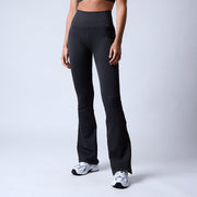 Magic ribbed seamless flare tights Dark grey