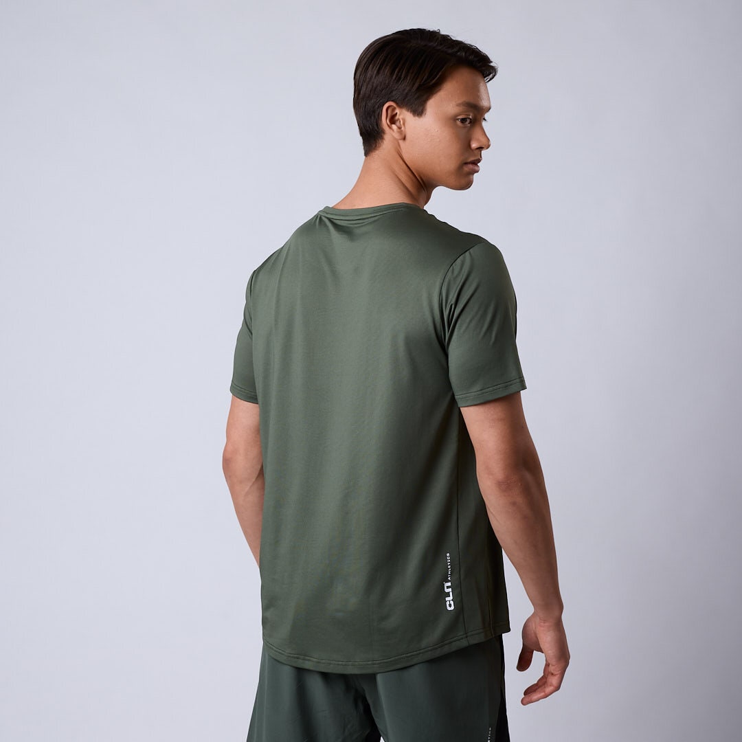 Flow mesh t-shirt Moss green
