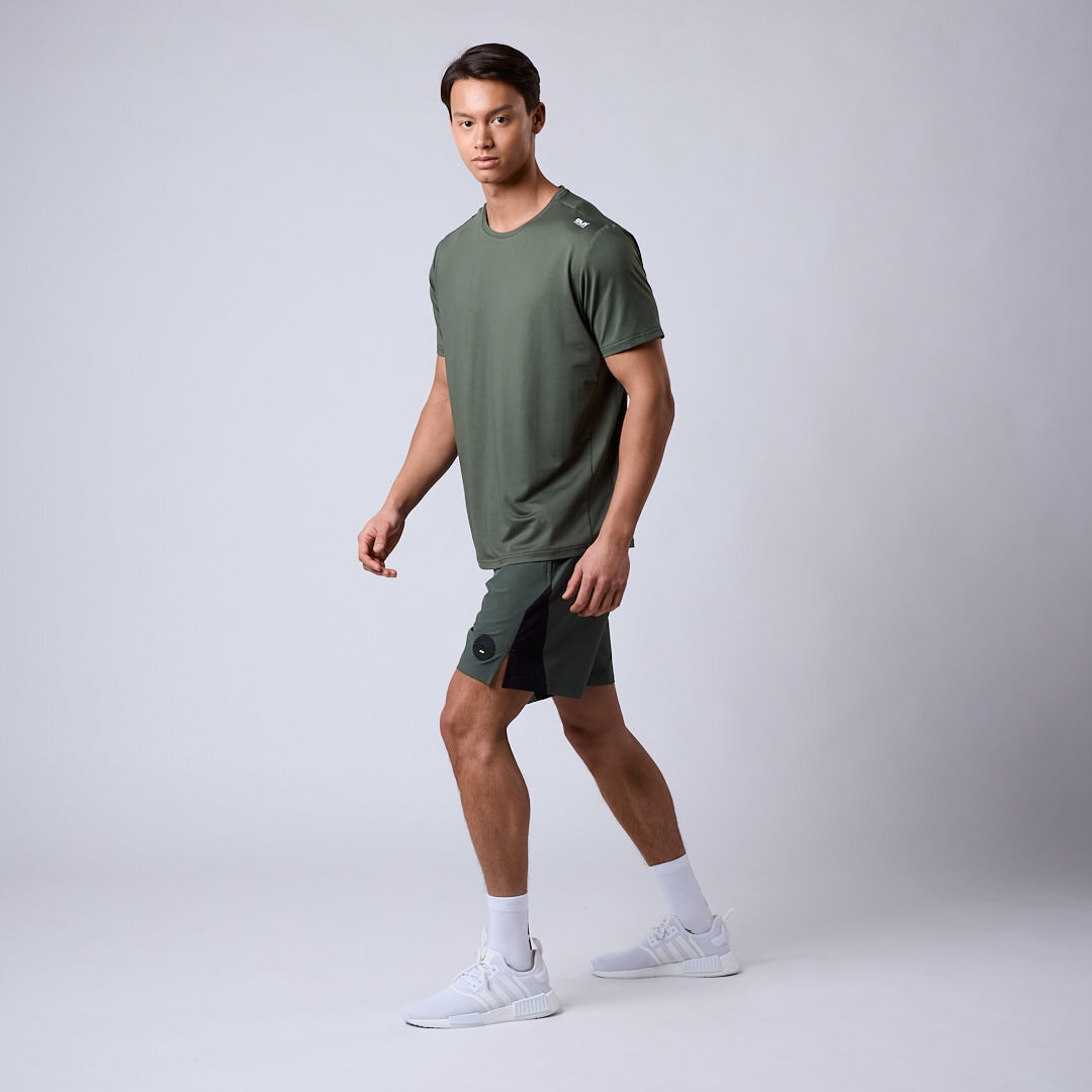 Flow mesh t-shirt Moss green