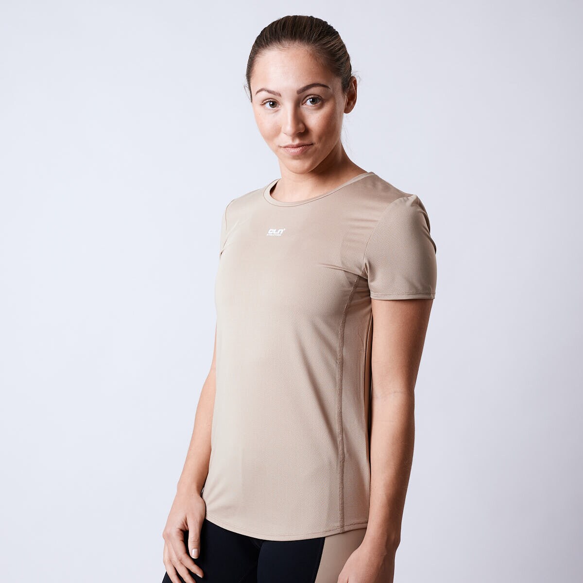 Feather mesh t-shirt Beige