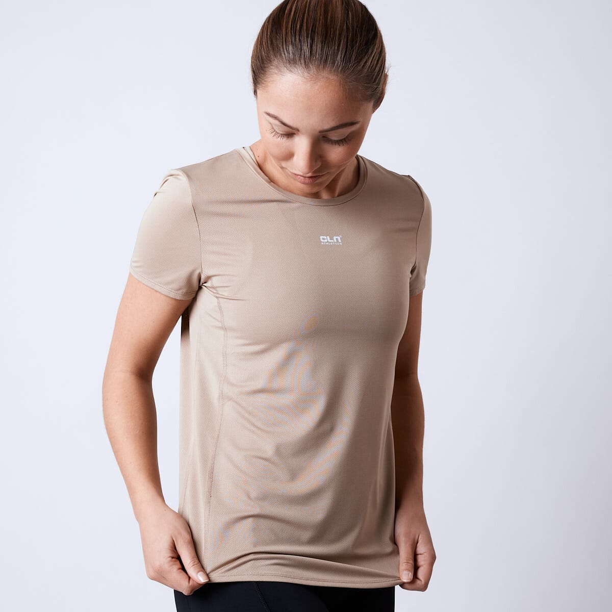 Feather mesh t-shirt Beige