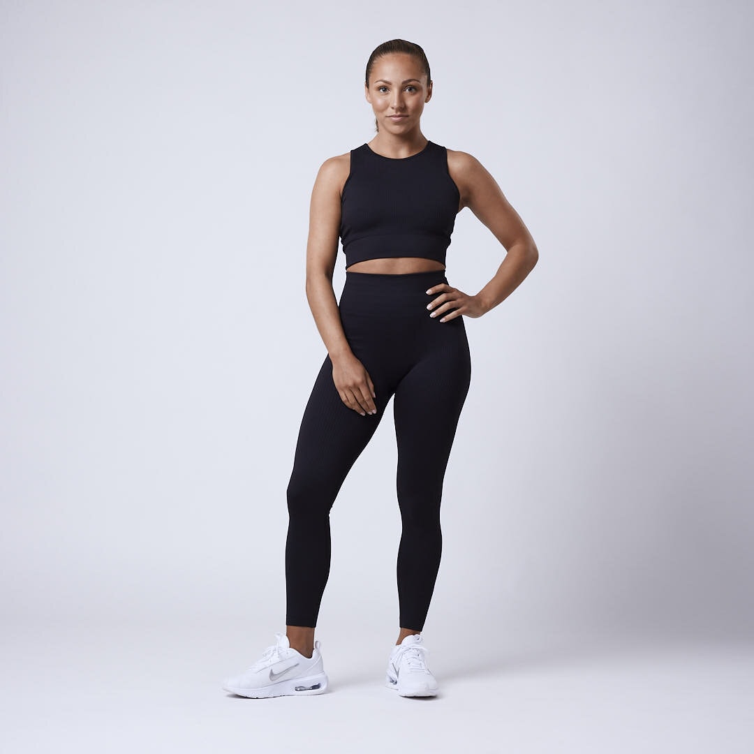 Luma ribbed seamless tights Black - CLN Athletics