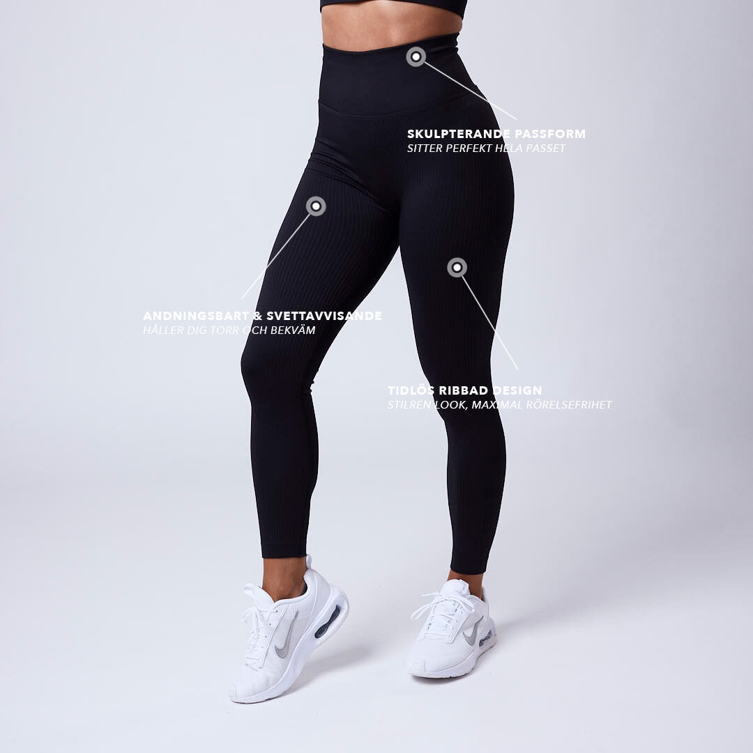 Luma ribbed seamless tights Black