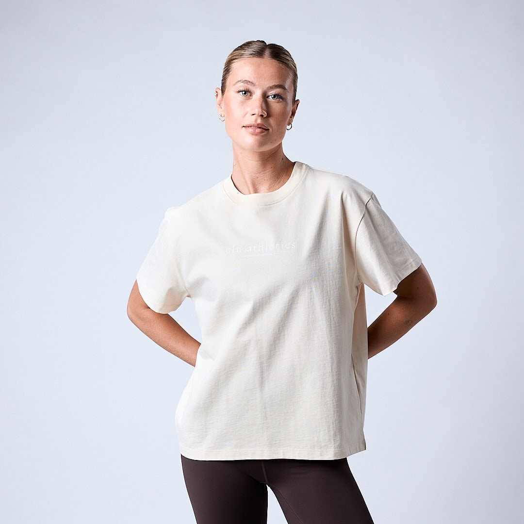 Core relaxed t-shirt print Wmn Cream white