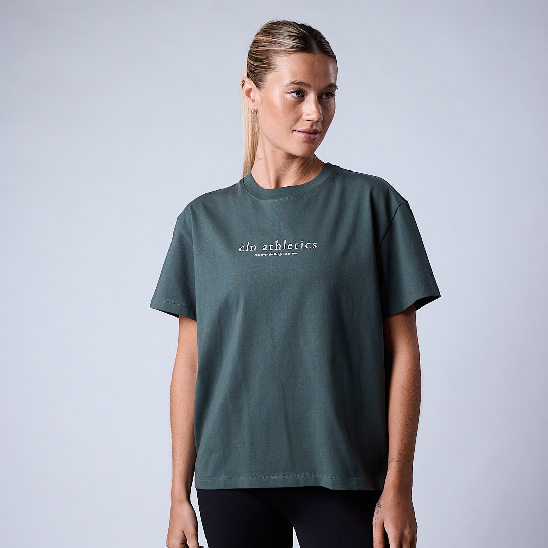 Core relaxed t-shirt print Wmn Moss green